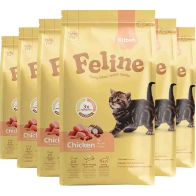 6x HobbyFirst Feline Kattenvoer Droog Kitten 1,5 kg