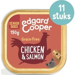 Edgard & Cooper Kip & Zalm Senior hond natvoer kuipjes 11 x 150gr