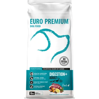 Euro Premium Grain Free Adult Digestion+ Duck & Potatoes hondenvoer 10 kg
