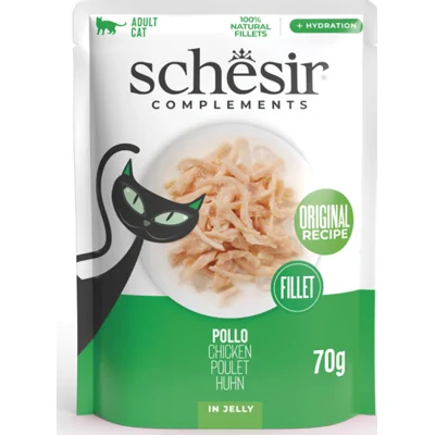 Schesir kip (jelly) natvoer kat (zakjes) 1 doos (12 x 70 g)