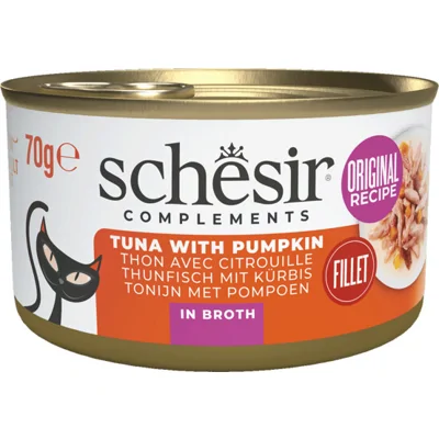 12x Schesir Kattenvoer Pompoen in Bouillon 70 gr