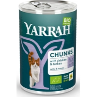 12x Yarrah Bio Kattenvoer Chunks Kip&Kalkoen 405 gr