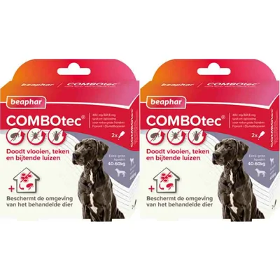 2x Beaphar Combotec Anti Teken- en Vlooiendruppels Hond 40-60 kg 2 pipetten