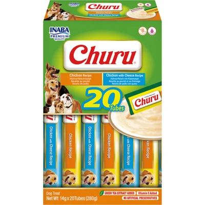 Inaba Churu Puree Hondensnack Multipack Chicken&Cheese 20 x 14 gr