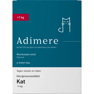 Adimere tegen vlooien en teken - kat - 3 pipetten