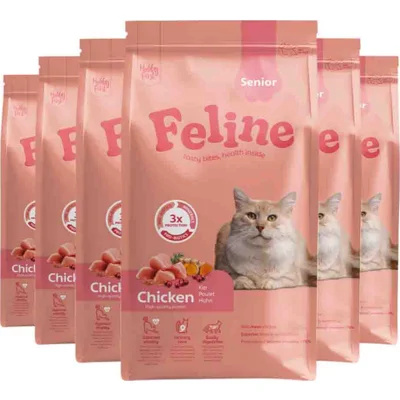 6x HobbyFirst Feline Kattenvoer Droog Senior 1,5 kg