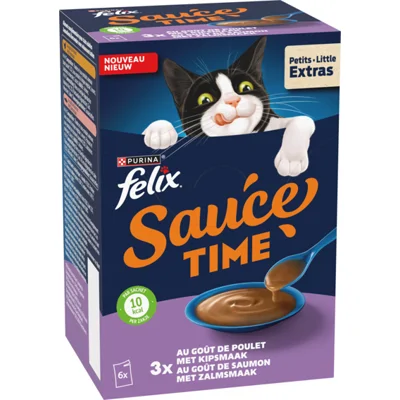 Felix Kattensnack Sauce Time Kip & Zalm 6x40 gr