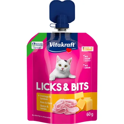 Vitakraft Licks & Bits - Kaas & ham - 60 gram