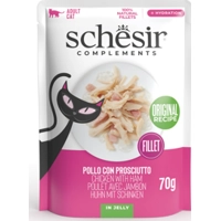 Schesir kip met ham (jelly) natvoer kat (zakjes) 1 doos (12 x 70 g)