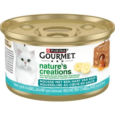 24x Gourmet Nature's Creations Blik Mousse met Saus Kabeljauw 85 gr