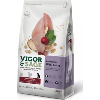 Vigor&Sage Hondenvoer Senior Well-Being Astragalus 12 kg