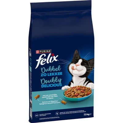 Felix Kattenvoer Droog Dubbel Zo Lekker Adult Zalm & Zeevis 7,5 kg