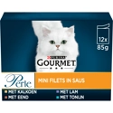 Gourmet Perle Mini Filets in saus kattenvoer kalkoen eend tonijn lam 12x85gr