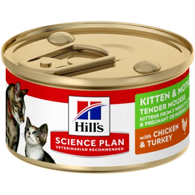 Hill's Science Plan Kitten & Mother Tender Mousse met Kip en Kalkoen natvoer kat 85 gram