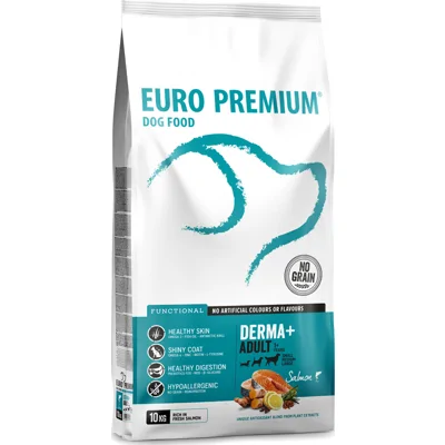 Euro Premium Grainfree Adult Derma+ Salmon & Potato hondenvoer 10 kg