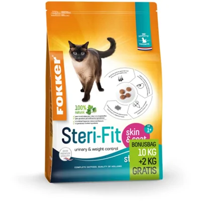 Fokker Steri-Fit Skin & Coat kattenvoer 10 + 2 kg