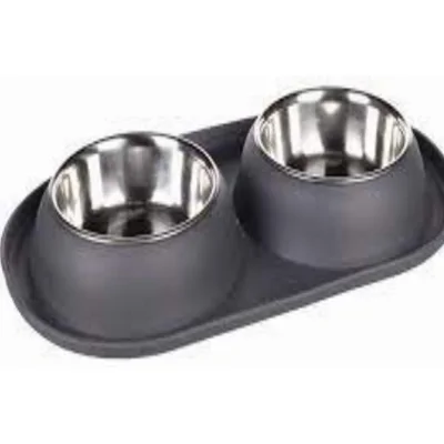 Eet- en drinkpot Duo Dinner Grafa donkergrijs voor hond en kat 2 x 220 ml