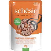 12x Schesir Kattenvoer Tonijn - Kip - Garnaal in Gelei 85 gr