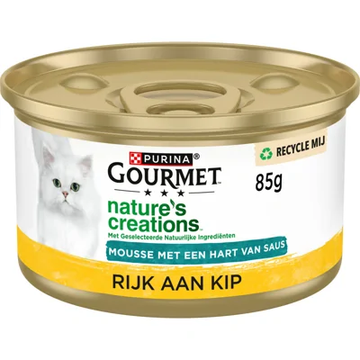 24x Gourmet Nature's Creations Blik Mousse met Saus Kip 85 gr