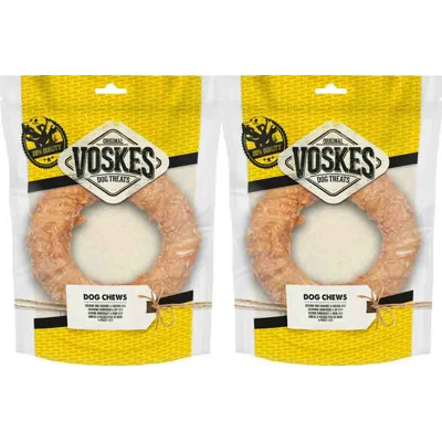 2x Voskes Kauwring Runderhuid met Kip 19 cm