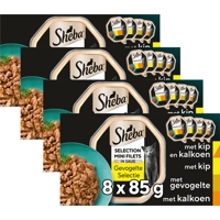 4x Sheba Mini Filets Adult Kattenvoer Natvoer Gevogelte in Saus Kuipjes 680 gr product name