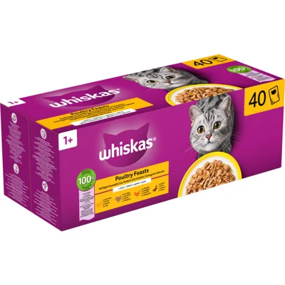 Whiskas 1+ Natvoer - Gevogelte Selectie in Gelei