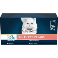 Gourmet Perle Mini Filets in saus kattenvoer natvoer kip konijn rund zalm 60 x 85gr