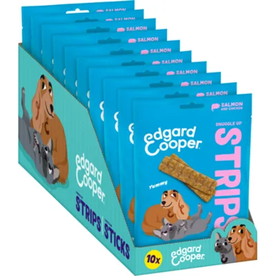 10x Edgard&Cooper Adult Strips Zalm&Kip 75 gr