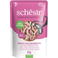 12x Schesir Kattenvoer Tonijn - Kip - Ham in Gelei 85 gr product name