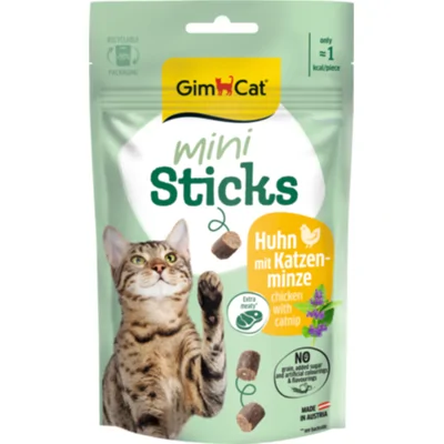 12x GimCat Mini Sticks Kattensnack Kip&Kattenkruid 50 gr