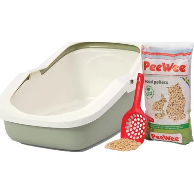 PeeWee EcoMinor - Kattenbak - Startpakket Salie-Groen/Creme