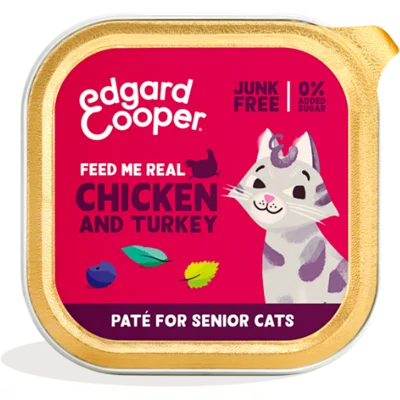 Edgard & Cooper kip en kalkoen paté kat senior natvoer kuipjes 16 x 85gr