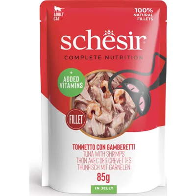 Schesir tonijn met garnalen (jelly) natvoer kat (zakjes 85 g) 12 x 85 g