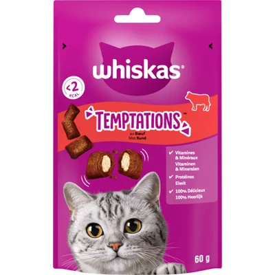 Whiskas Temptations rund Kattensnoep 60 gr
