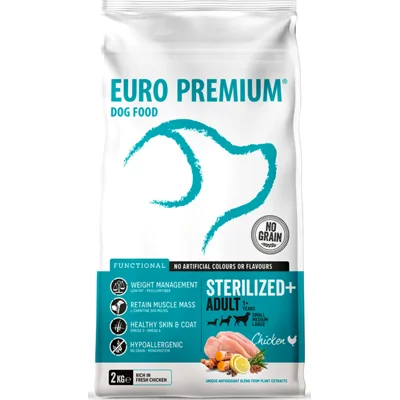 Euro Premium Grainfree Adult Sterilized+ Chicken & Potatoes hondenvoer 2 kg