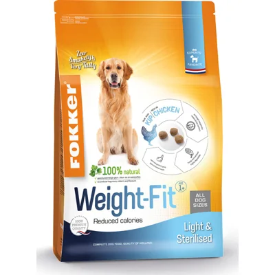 Fokker Weight-Fit Light & Sterilised hondenvoer 2 x 2,5 kg