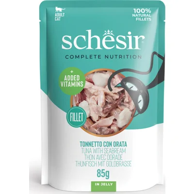 12x Schesir Kattenvoer Tonijn - Zeebrasem in Gelei 85 gr