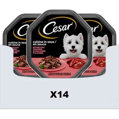 14x Cesar Cuisine in Saus Kuipje Kalf en Kalkoen 150 gr