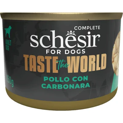 8x Schesir Taste The World Hond Kip&Carbonara 150 gr