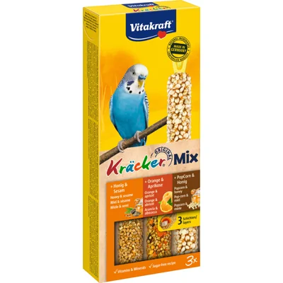 Vitakraft Kräcker Trio-Mix Parkiet - Honing, Sinaasappel & Popcorn