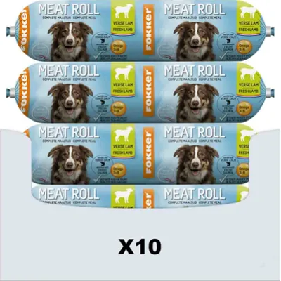 10x Fokker Meat Roll Hondenvoer Nat Lam - Zalm 800 gr