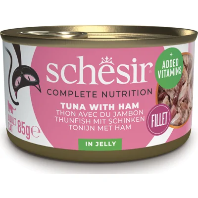 12x Schesir Kattenvoer Tonijn en Ham in Gelei 85 gr