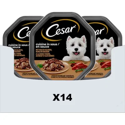 14x Cesar Cuisine in Saus Kuipje Kalkoen en Rund 150 gr