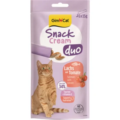 GimCat Snack Cream - Zalm met tomaat - 6 x 15 g