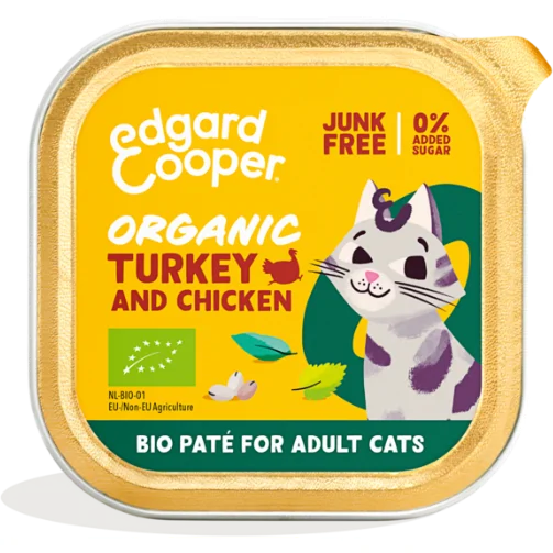 Edgard & Cooper biologisch kalkoen en kip paté nat kat kuipjes 16 x 85gr