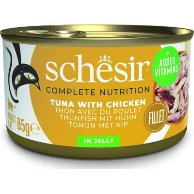 Schesir tonijn met kip (jelly) natvoer kat (blikjes) 1 tray (12 x 85 g)