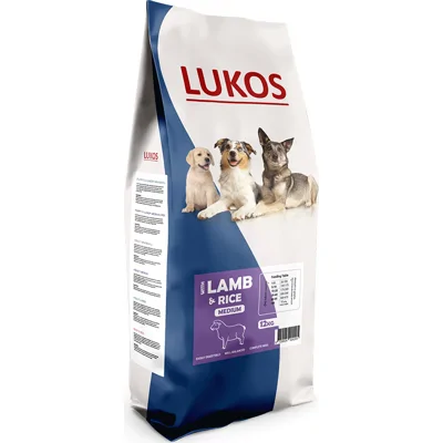 Lukos Adult Medium met lam & rijst - premium hondenvoer 3 kg
