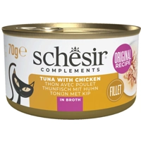 12x Schesir Kattenvoer Tonijn en Kip in Boullion 70 gr