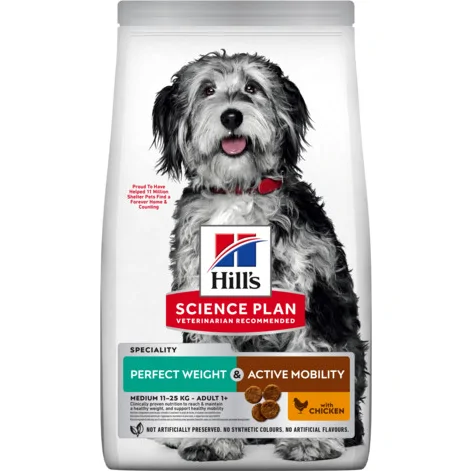 Hill's Science Plan perfect weight & active mobility medium adult met kip hondenvoer 2,5kg