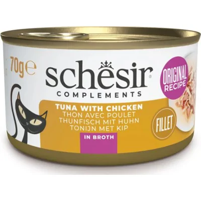 Schesir Tonijn met Kip in Bouillon natvoer kat 70 gram